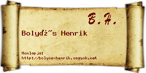 Bolyós Henrik névjegykártya