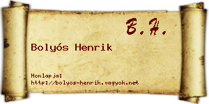 Bolyós Henrik névjegykártya